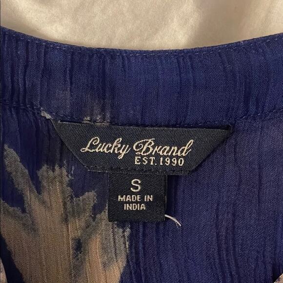 Women’s Lucky Brand Navy and Beige Sheer Blouse | Size S - Picture 4 of 4